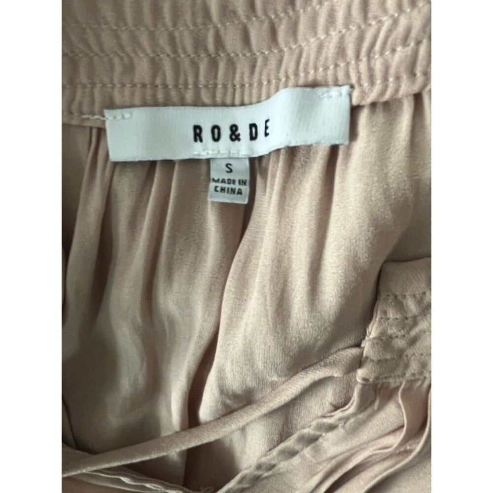 Ro & De Boho Peasant Ruffle Blouse Top Shirt Tie Keyhole Pleats Short Sleeve S M - Picture 5 of 5